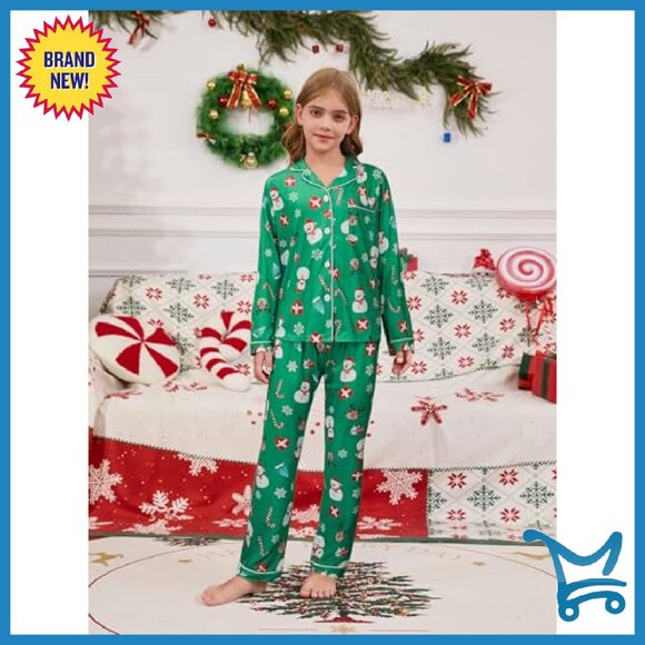 Satin Pajama Set Long Sleeve Button Down Sleepwear Family Matching - Picture 6 of 8